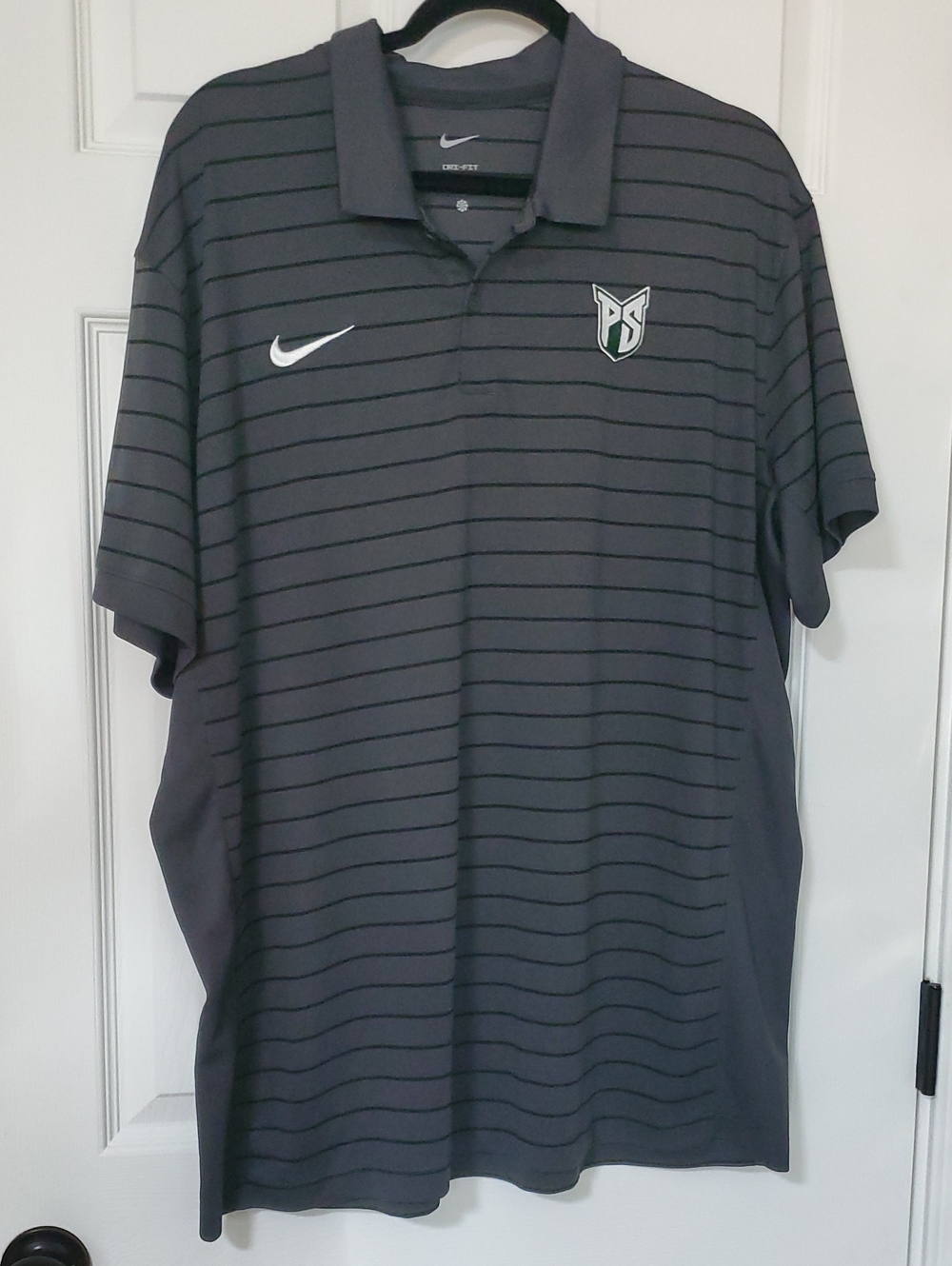 Nike Men’s Dark Gray Striped Polo with PS Logo